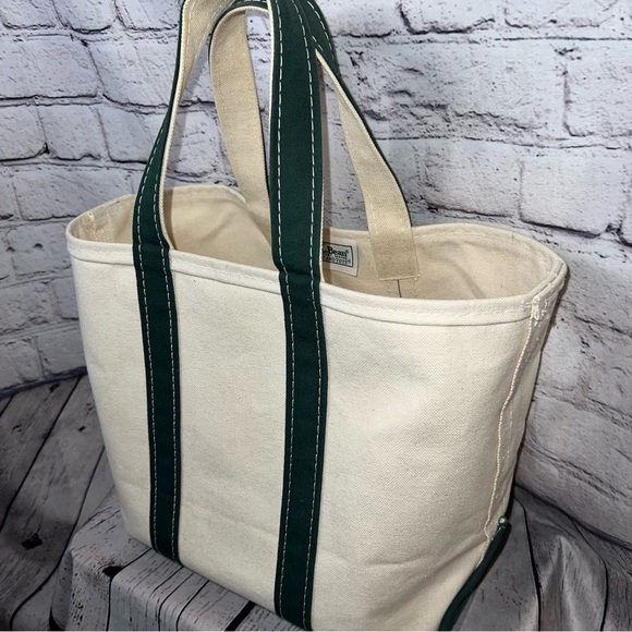 L.L. Bean Vintage 1980’s Boat and Tote Canvas Bag Medium Dark Green - Picture 4 of 12